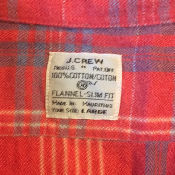 J Crew Men's Flannel Plaid Slim Fit Size Large Red Blue/Grey 100% Cotton - Picture 3 of 8